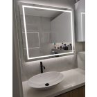 LED tükör 90 x 70 cm érintőszenzoros előre és  külön kapcsolható háttér világítás