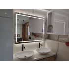 LED tükör 90 x 70 cm érintőszenzoros előre és  külön kapcsolható háttér világítás