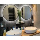 Fürdőszobai kerek érintő szenzoros LED tükör fekete kerettel