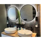 Fürdőszobai kerek érintő szenzoros LED tükör fekete kerettel