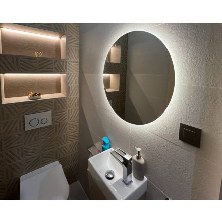 Fürdőszobai kerek LED tükör ambient világítással